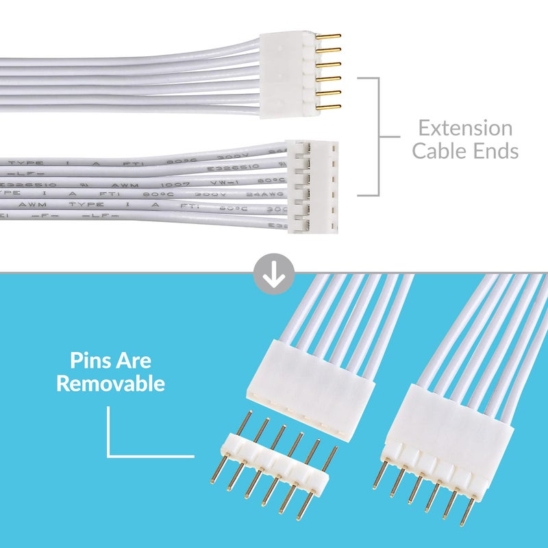 Litcessory Extension Cable for Philips Hue/WiZ Lightstrip (10ft, 1 Pack, White - Standard 6-PIN V3 / WiZ Lightstrip) - Image 5
